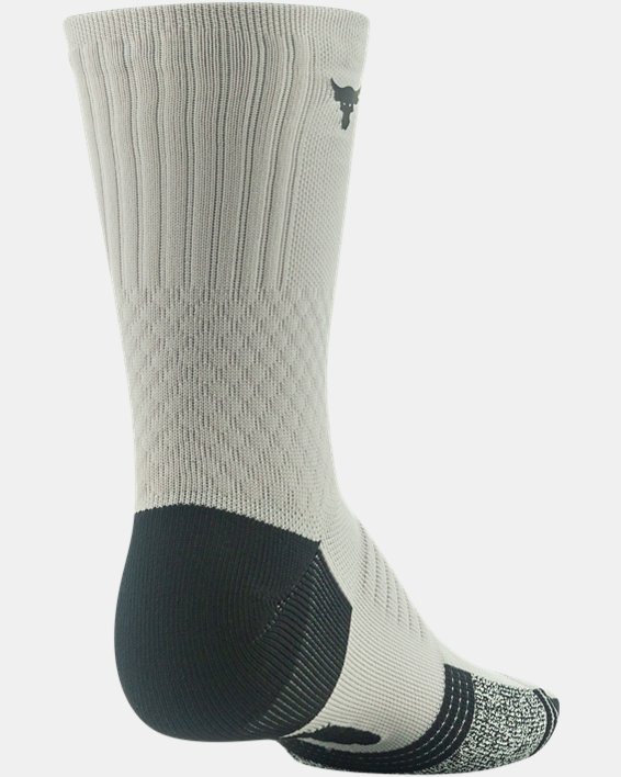 Unisex Project Rock ArmourDry™ Playmaker Mid-Crew Socks, Gray, pdpMainDesktop image number 2